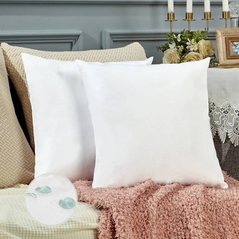 Set of 2 MEBAKUK Decorative Linen Pillow Cover White